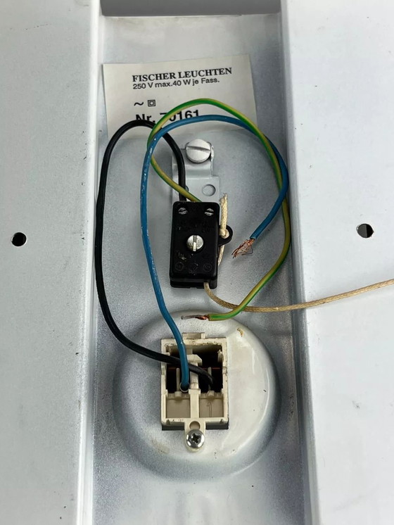 Image 1 of Lampada da parete anni '60 e '70 Fischer Leuchten Germany Applique da parete Design in vetro ghiacciato