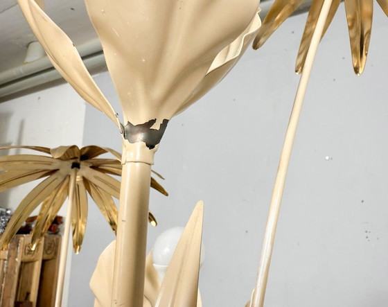 Image 1 of Lámpara de pie floral, estilo Hollywood Regency, años 70