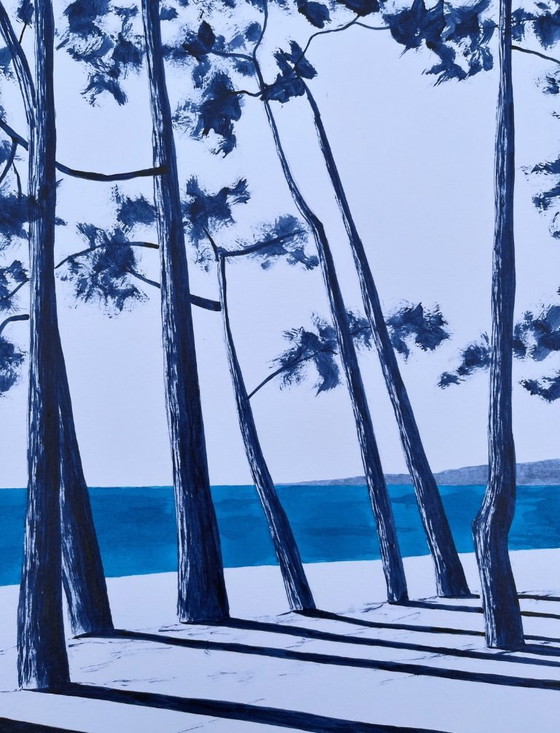 Image 1 of Oost-Indische inkt op wit fabriano papier 300g Onderwerp: Cap Coz Formaat 40x30 cm.