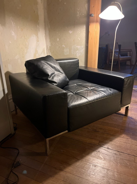 Zanotta Alga Cuero Negro – Sillones, Cromo (photo 2 of 5)