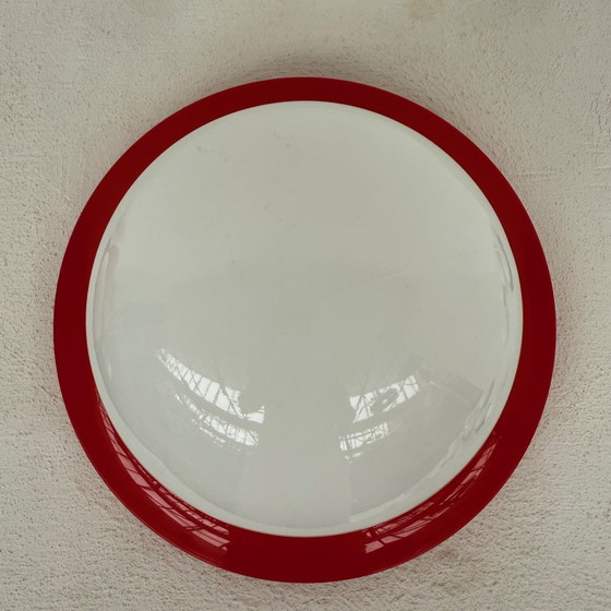 Image 1 of Ceiling/wall lamp round red 60s/70s