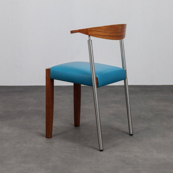 Image 1 of Set of 4 Postmodern Leather Dining Chairs, Italy, 1990s