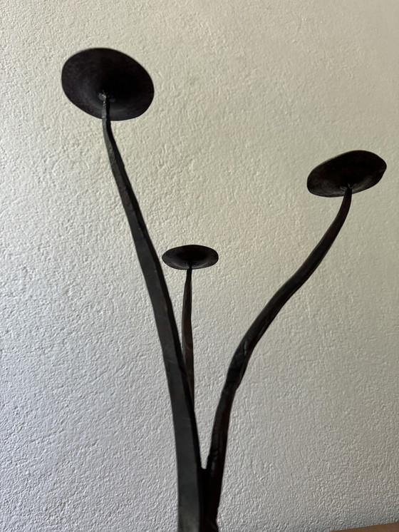 Image 1 of 60's Brutalist style wrought iron candlestick