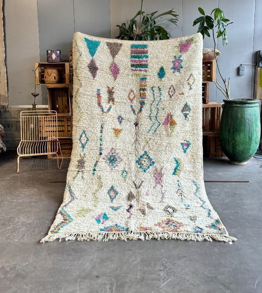 Moroccan Rug Handmade Wool Rug Azilal Berber Rug Boho Rug Vintage Rug Colorful Rug Tribal Rug Ethnic Rug