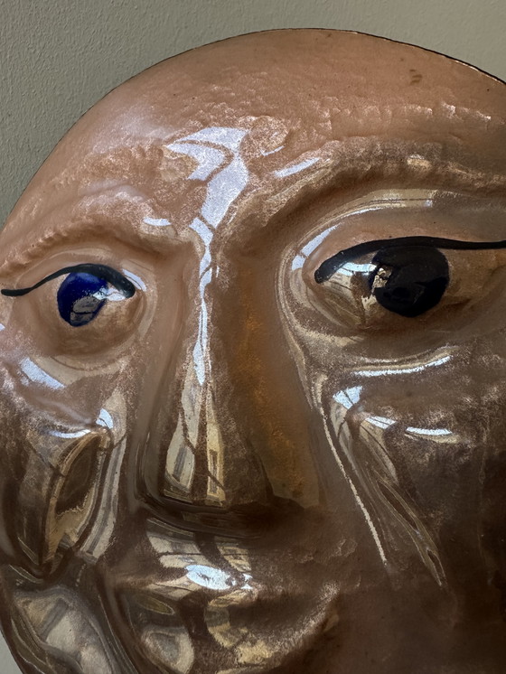 Image 1 of Repoussé and enameled brass sculpture from the 1960s