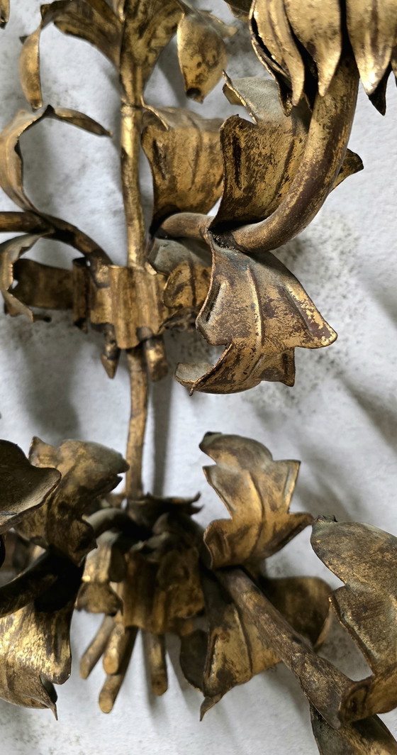 Image 1 of Coppia di grandi appliques dorate 1950
