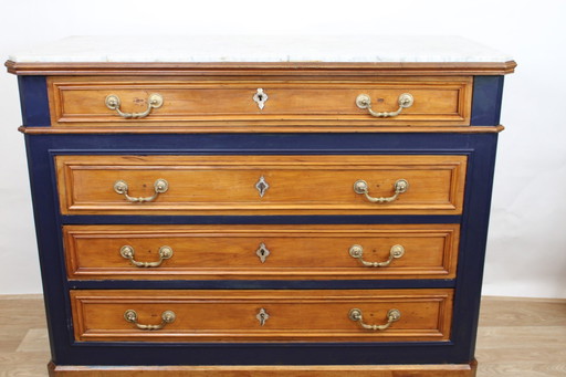 OAK CHEST OF DRAWERS GREY MARBLE TOP 19TH CENTURY FRANCE
