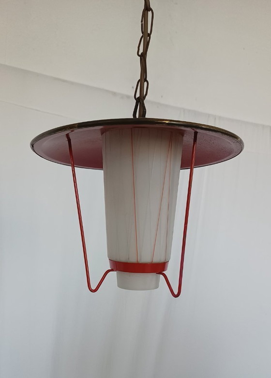 Pendelleuchte aus den 1950er Jahren – Pendelleuchten, Glass, Metal, Vintage (photo 3 of 8)