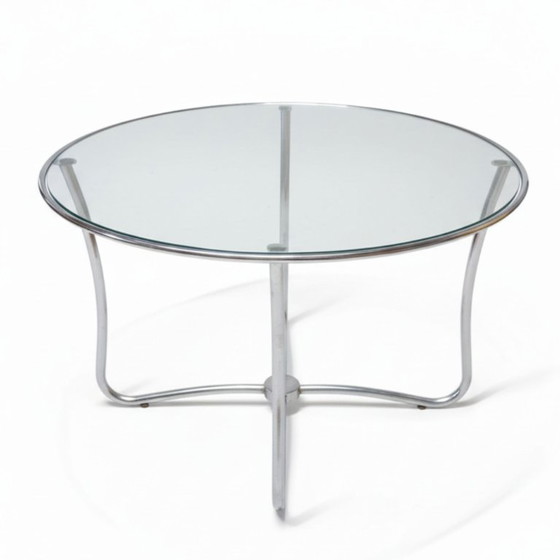 Image 1 of Table basse ronde en verre de style Bauhaus, Tchécoslovaquie, années 1930-1940