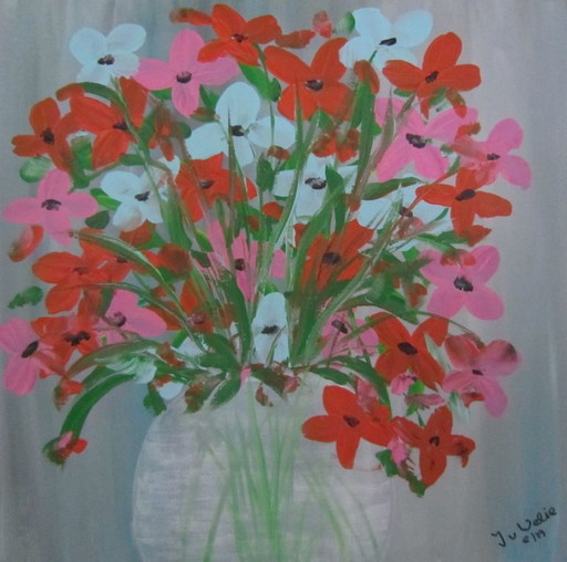 Peinture d'un vase avec des fleurs(7)