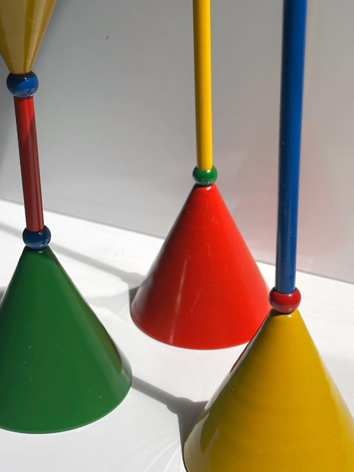 3 vintage candlesticks Primary colors 80s 90s Memphis Milano Anna Efverlund Ikea Postmodern candlesticks Candlesticks Sotts