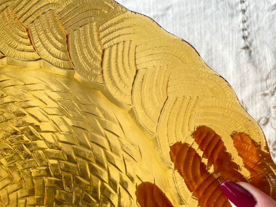 Plat rond en verre ambré ATLANTIC Arcoroc France 1950 – Vaisselle, Glass (photo 4 of 10)