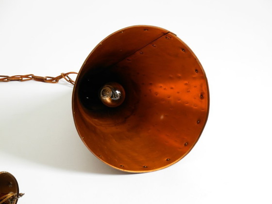 Image 1 of 1960s cone pendant lamp in copper by TH. VALENTINER Copenhagen, Made in Denmark