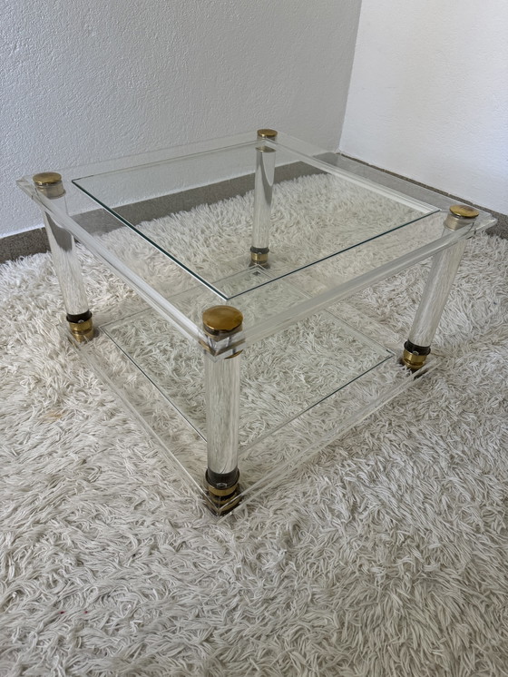 Image 1 of Brass Plexiglas Coffee Table 70s