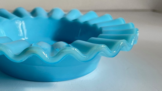 Image 1 of CENDRIER Vide-Poche Verre OPALIN Bleu VINTAGE