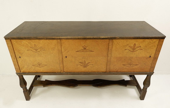 Image 1 of Swedish Birch Art Deco Intarsia Buffet ,Carl Malmsten,Haga Model 1930S