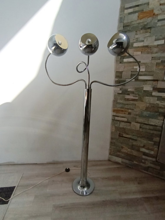 Lampada da terra Eyeballs di Goffredo Reggiani anni '70 – Lampade da terra, Metal, Chrome, Space Age (photo 3 of 17)