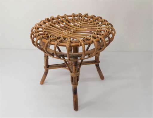 Pouf en rotin 1960