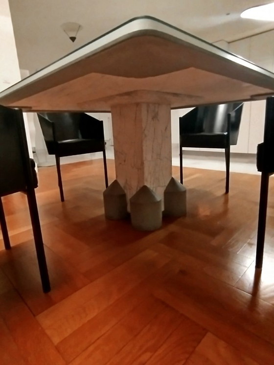 Image 1 of Designer dining table in marble and glass – Statement piece