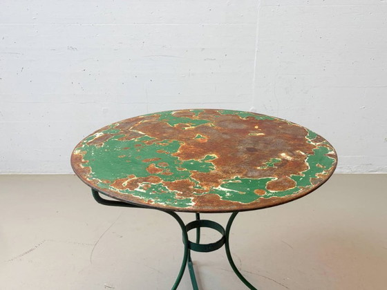 Image 1 of Green French gueridon metal garden table, 1950s
