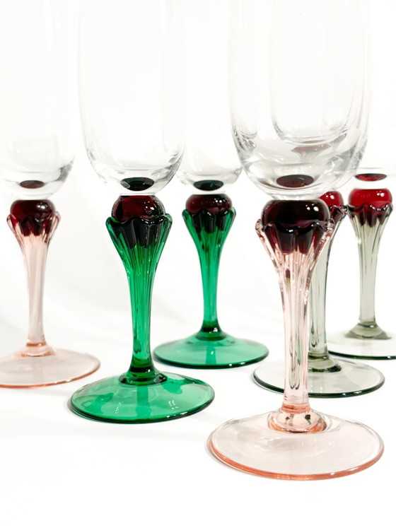 Set di sei calici in vetro di Murano multicolore degli anni '80 – Stoviglie (photo 8 of 9)