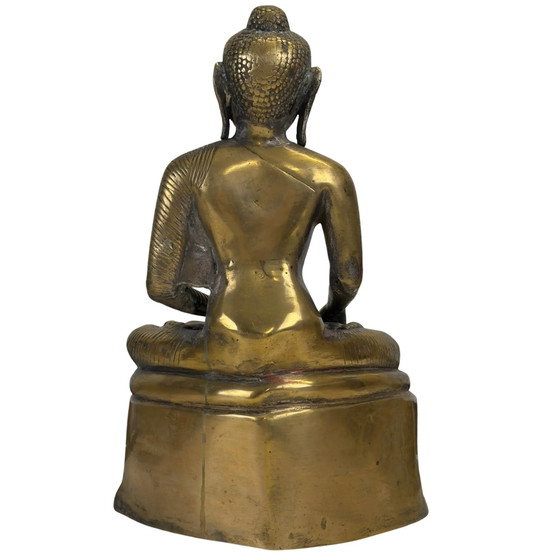 Antiek bronzen Boeddhabeeld met opengewerkte olifantenbasis 34cm – Beeldhouwkunst (photo 5 of 11)