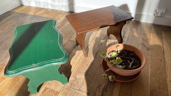 Image 1 of 2 mini Vintage WOODEN TABOURETS