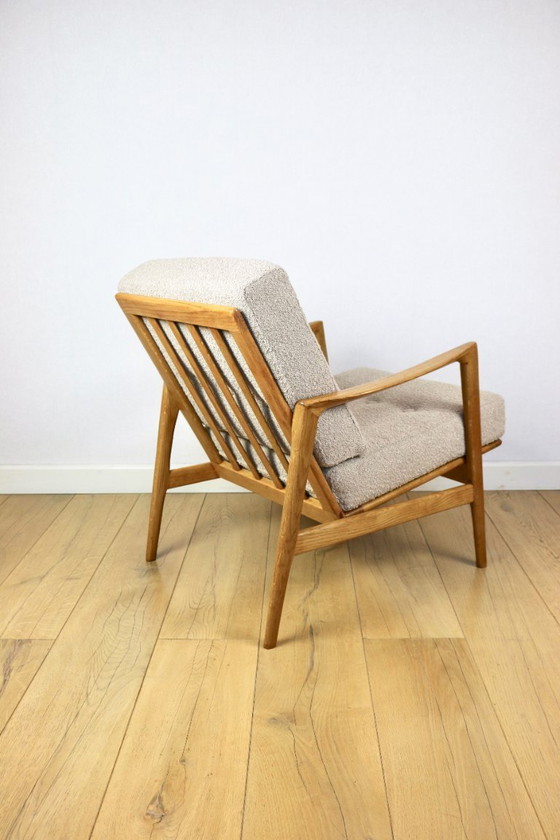 Image 1 of PRL armchair "Stefan" wooden oak vintage beige boucle