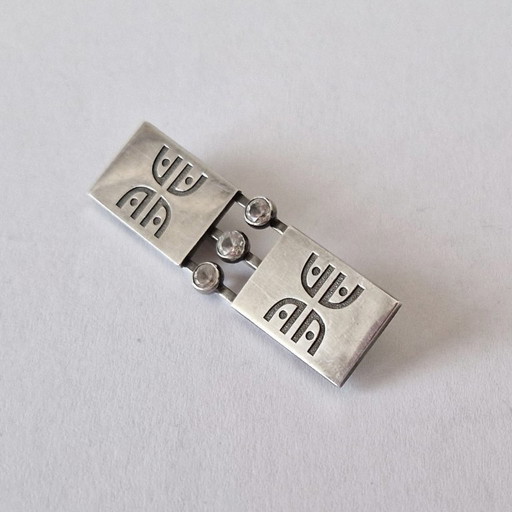 David Ekström Sweden - Broche de plata con cristales de roca de 1969