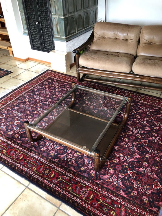 Image 1 of Pierantonino Bonacina 1974 – Set di sedute originale in rattan (divano, 2 poltrone, tavolo)


