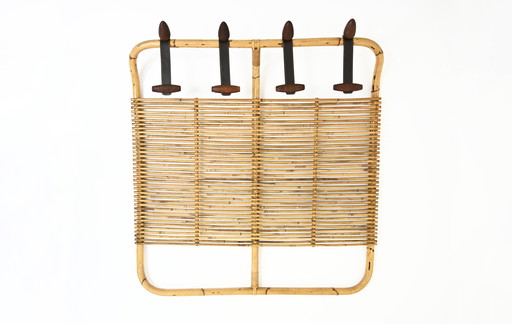 Italienischer Rattan-Garderobenständer, 1960er Jahre