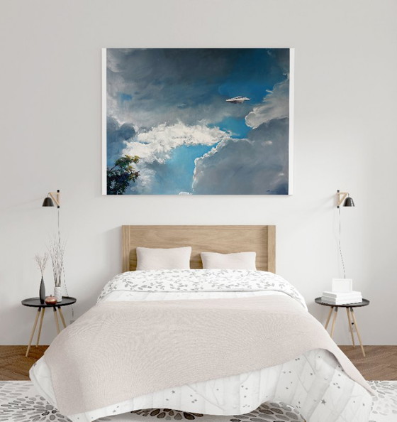 Original Oil Painting Modern Art Landscape Sky Clouds To A Meeting – Paintings & Drawings, Canvas (photo 3 of 7)