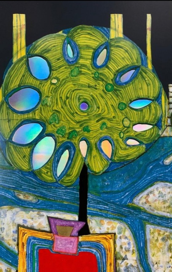 Image 1 of Friedensreich Hundertwasser: "Cinese tropicale". Litografia offset in cornice da galleria con vetro acrilico antirifle