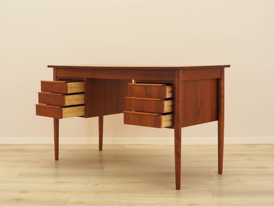 Scrivania danese in teak con sei cassetti, impiallacciata, anni '70. – Scrivanie, Wood (photo 6 of 17)