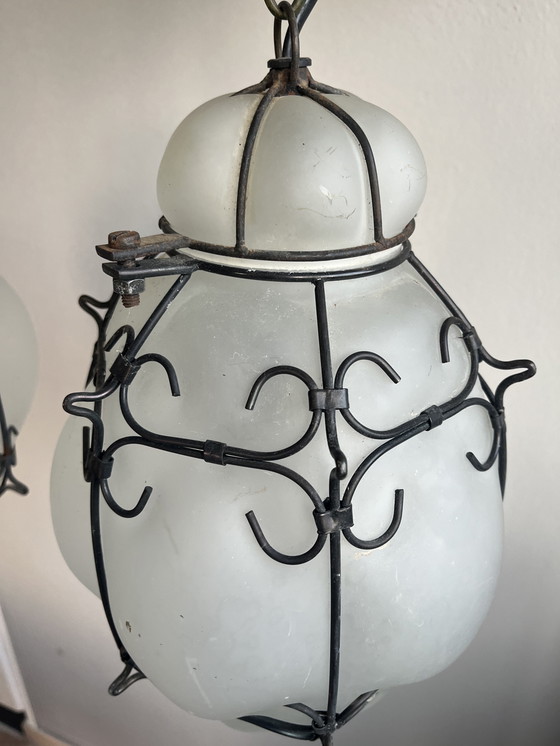 Image 1 of Paar venezianischer mundgeblasener Glaslampen