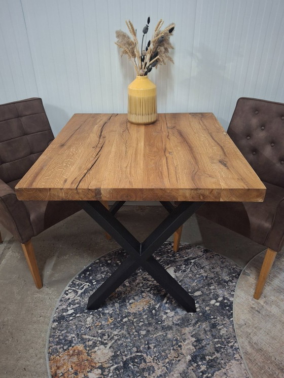 Image 1 of Robust Dining Table Made of Oak Wood 100x95 cm, New