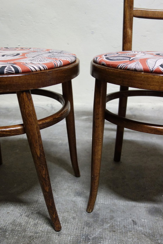 Pair of vintage Baumann bistro chairs, Dining chairs, Wood, Textile, Brown (photo 8 of 10)