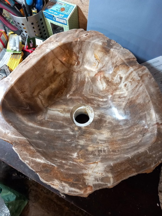 Image 1 of Differentz petrified wood washbasin/sink, 39 cm diameter