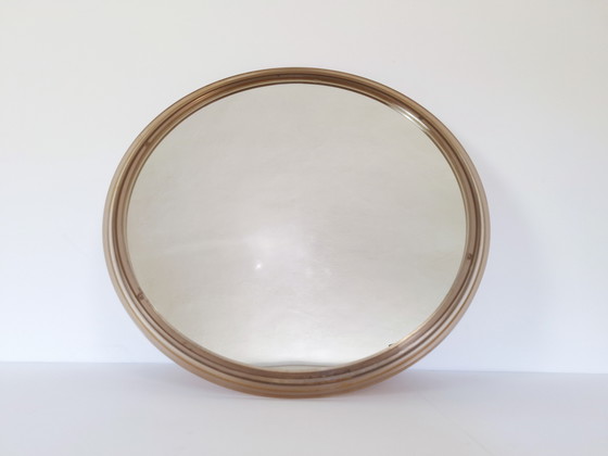 Image 1 of Badkamer ronde spiegel/ Retro make-up spiegel/ Plastic spiegel/ 70s/ Vintage ronde wandspiegel