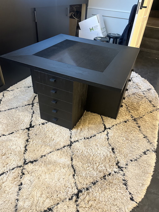 Mesa de juego LEGO de madera maciza a medida 120x120 + 4 taburetes Eichholtz