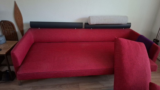 Sofa converts to pull-out sofa bed, Leolux, 3-5 seaters, Wicker, Tweed, Red (photo 3 of 5)