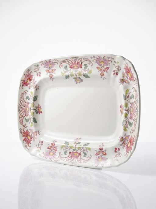 Grand Plat de Service Ancien Longchamp Pâquerettes Terre de Fer Polychrome – servies, Ceramic