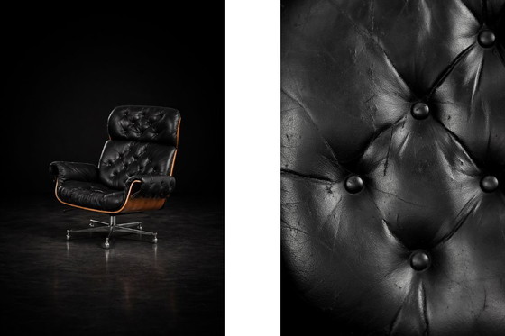 Image 1 of Vintage Mid-Century Modern Swiss Leather&Bentwood Lounge Chair by Martin Stoll for Giroflex, 1960s