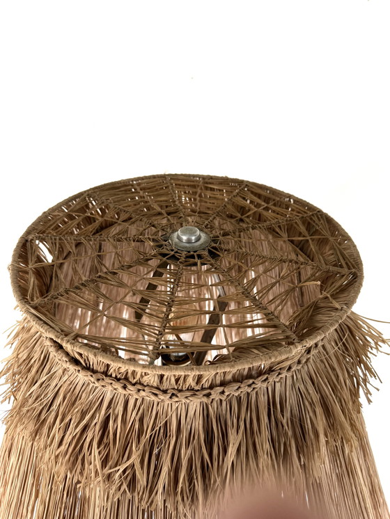 Image 1 of Lampada da terra vintage con paralume in rafia, anni '60