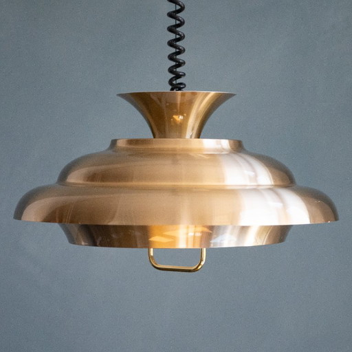 Lampada a sospensione Dijkstra in stile Mid Century color ottone – Dijkstra Lampen, hanglampen, Brass