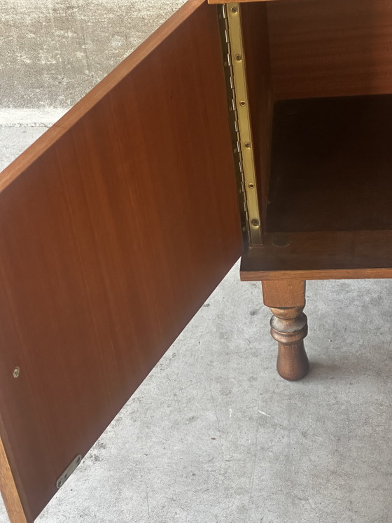 Vintage kaptafel met drieluikspiegel, jaren 50 – Coiffeuse Mid-Century, Ladekasten, Wood, Glass (photo 10 of 15)