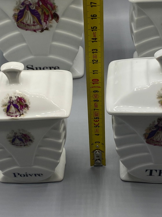 4 FD Chauvigny Porcelain Spice Jars – Galant Art Deco Decor – Decorative Objects (photo 8 of 9)