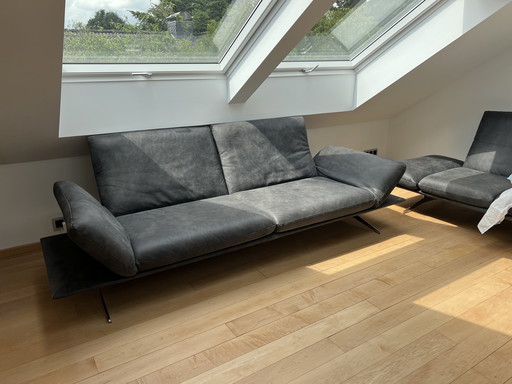 Leather sofa with bench Koinor model Francis