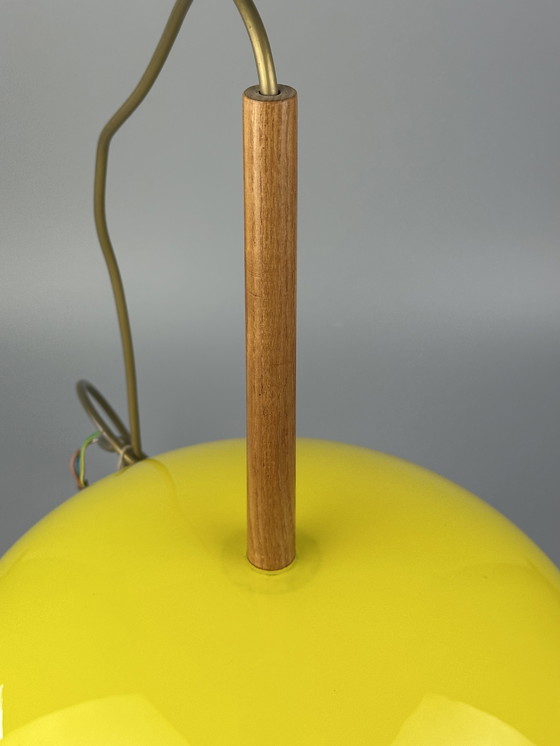Image 1 of Lampada da soffitto in teak degli anni '60/'70 di Uno &amp; Östen Kristiansson per Luxus Sweden