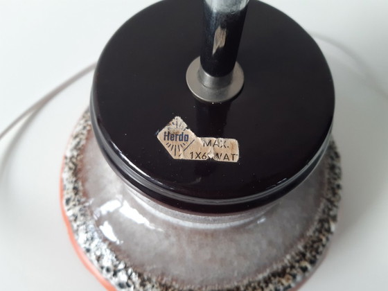 Image 1 of Keramieken aardewerken vintage hanglamp van Herda, west germany fat lava stijl, keramische retro, oranje hanglamp